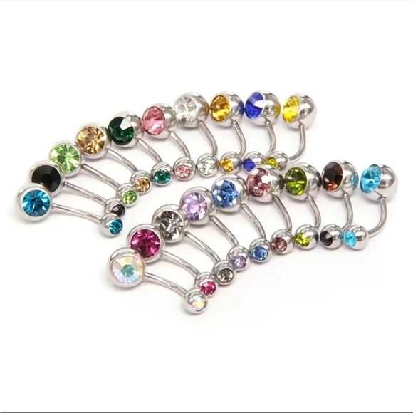 3pc - 14g Belly Button Rings Body Jewelry - Picture 2 of 3